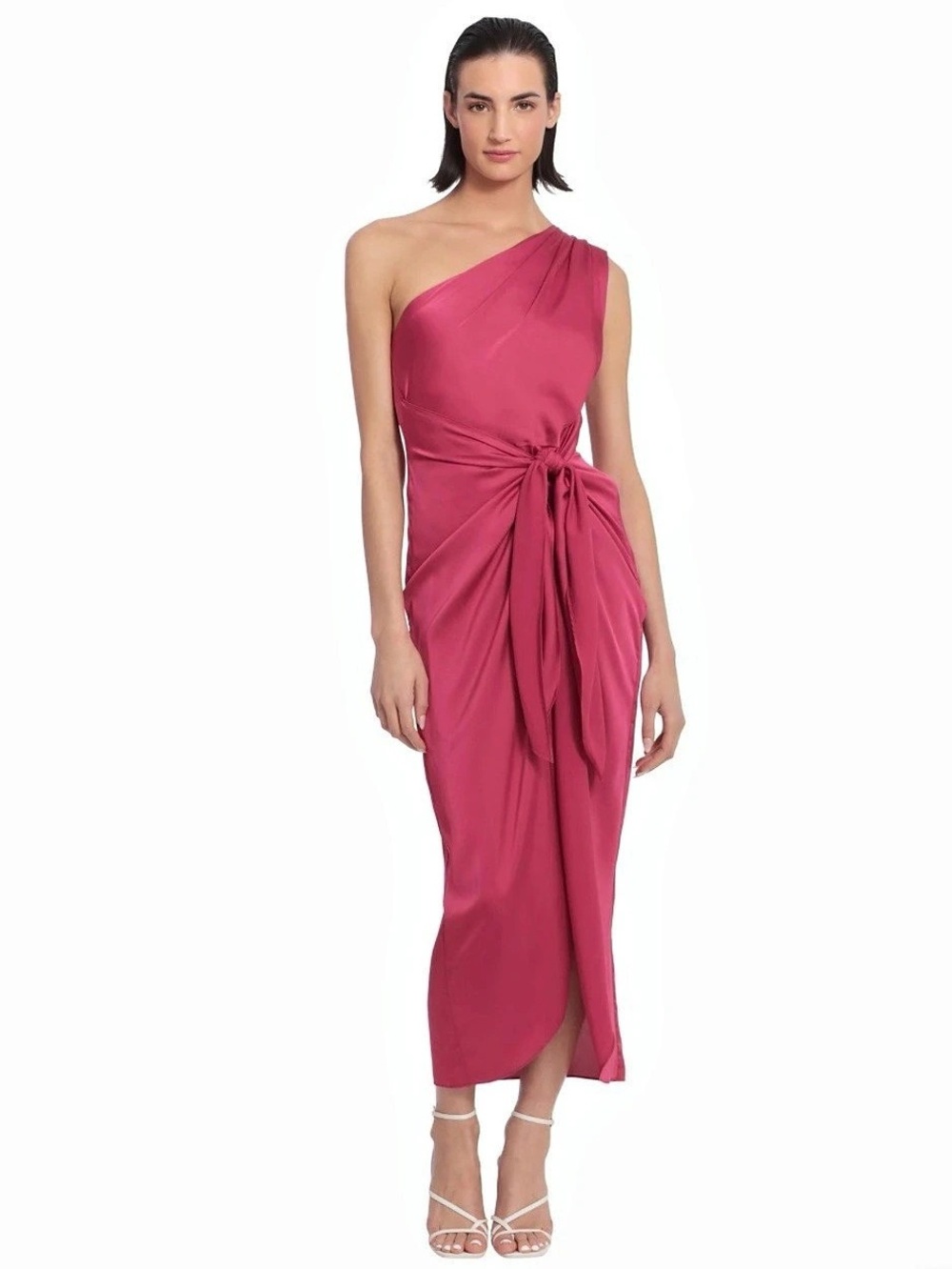Donna Morgan One-Shoulder Midi Dress Pink US 6